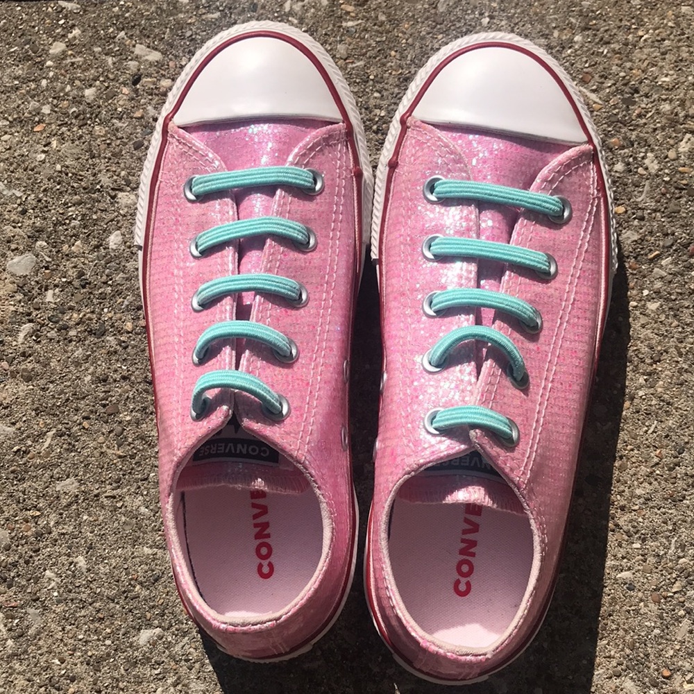 NWOT~Girls' Converse Chuck Taylor All Star Ox Glitter Casual Shoes w/uLace laces